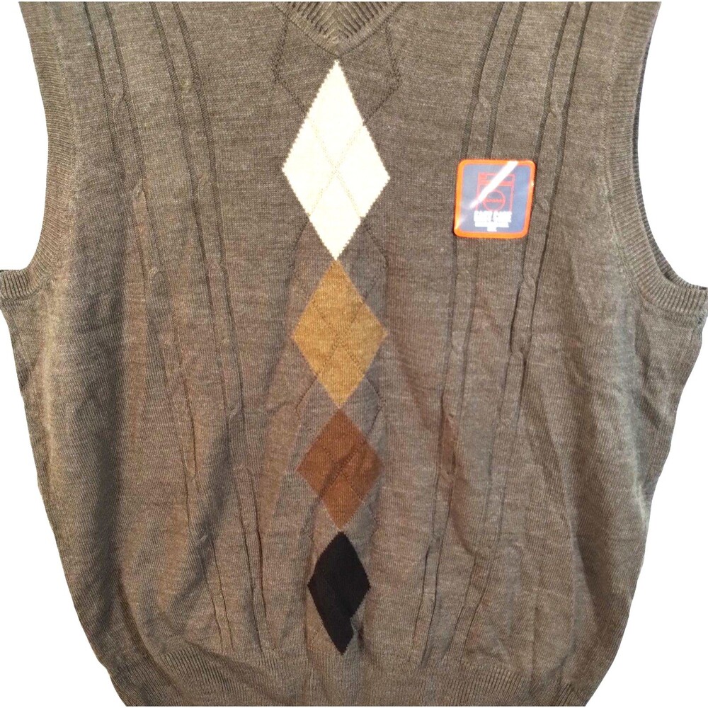 Dockers Vest Men's L Grey Argyle V Neck Acrylic Preppy Regency Collegiate Classy